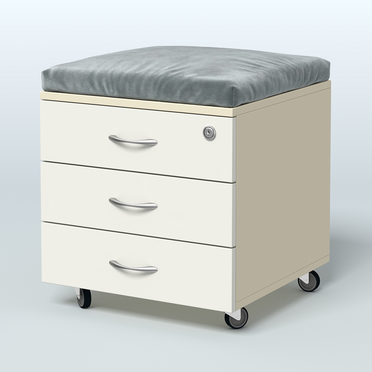 Тумба подкатная Платинум Персонал, цвет белый премиум Крем Вайс + Белый