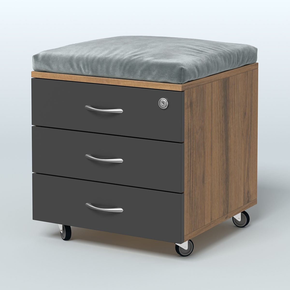 Тумба подкатная Платинум Персонал, цвет белый премиум Орех + Черный