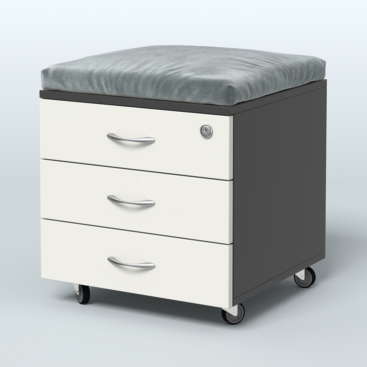 Тумба подкатная Платинум Персонал, цвет белый премиум Черный + Белый