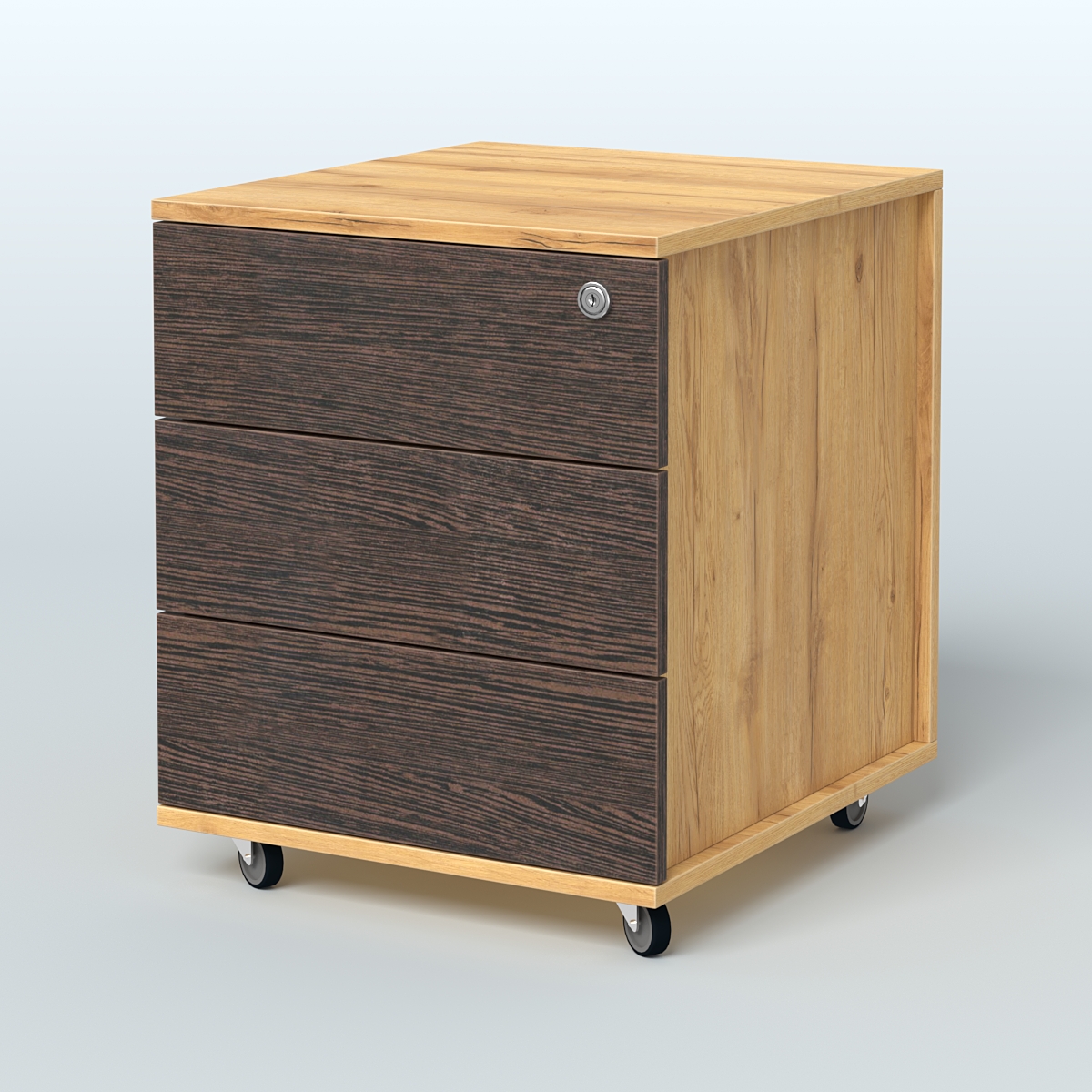 Тумба мобильная Киви, цвет белый Дуб Золотистый + Дуб Венге