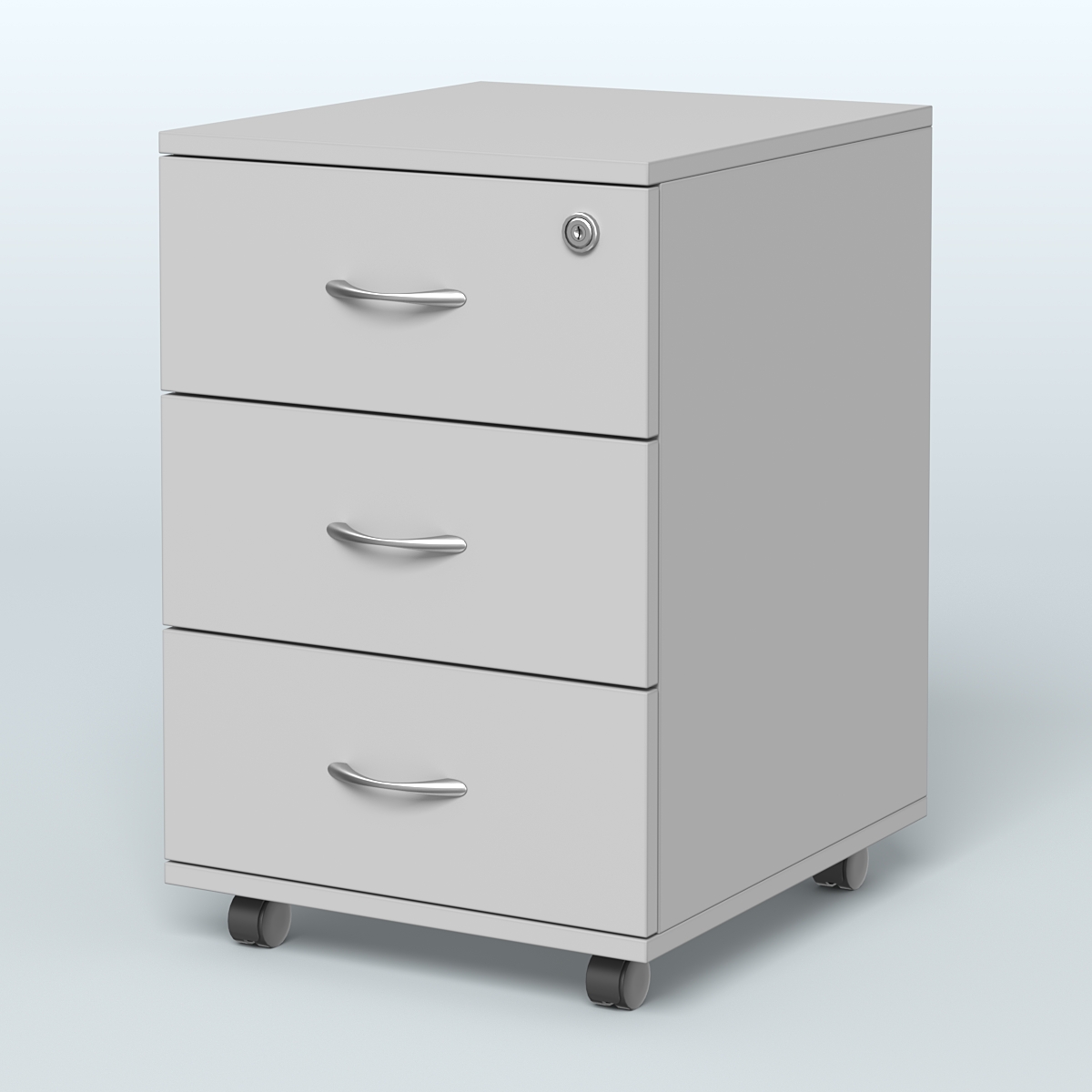 Тумба мобильная с 3 ящиками и замком Индиго Вуд, цвет дуб светлый + белый Серый