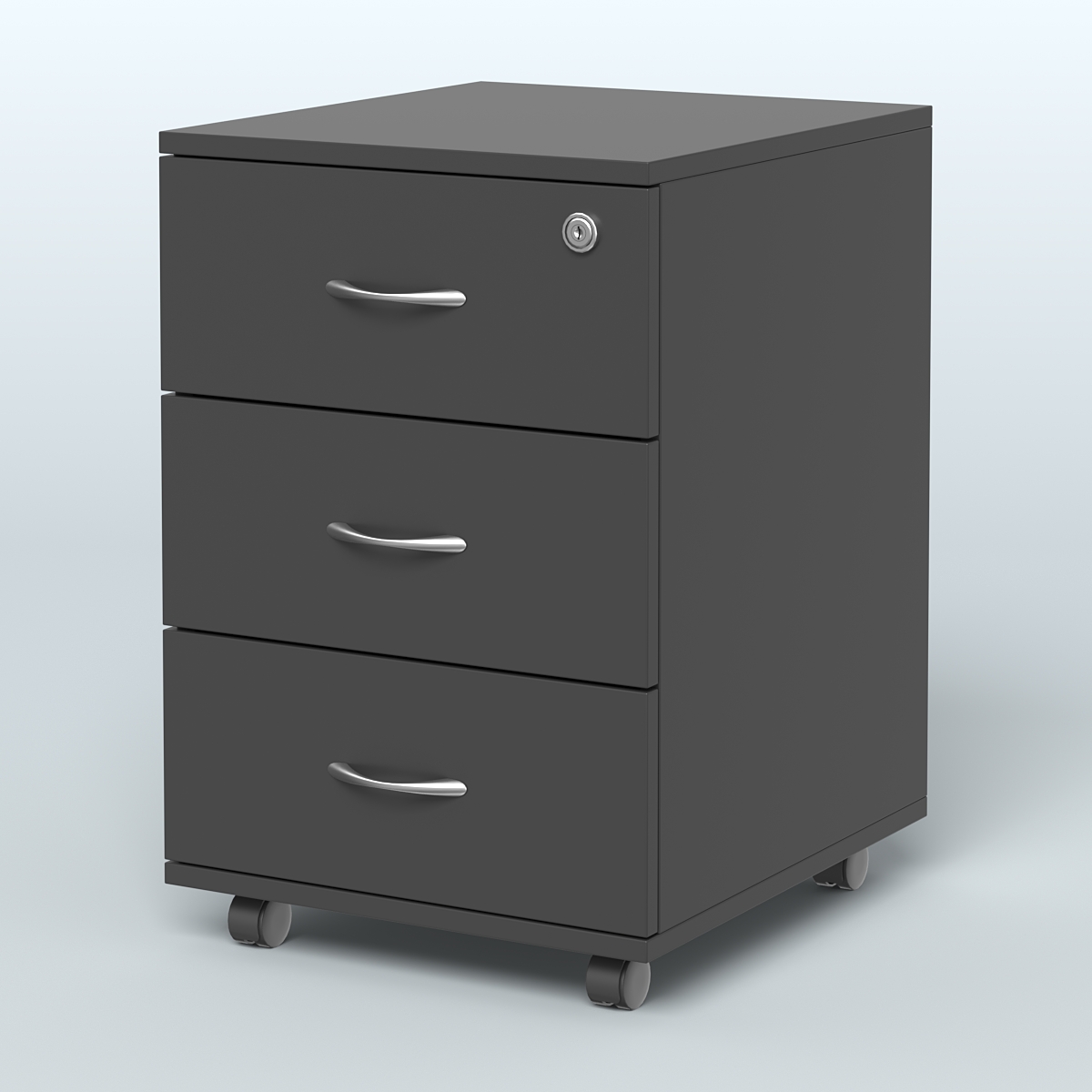 Тумба мобильная с 3 ящиками и замком Индиго Вуд, цвет дуб светлый + белый Черный