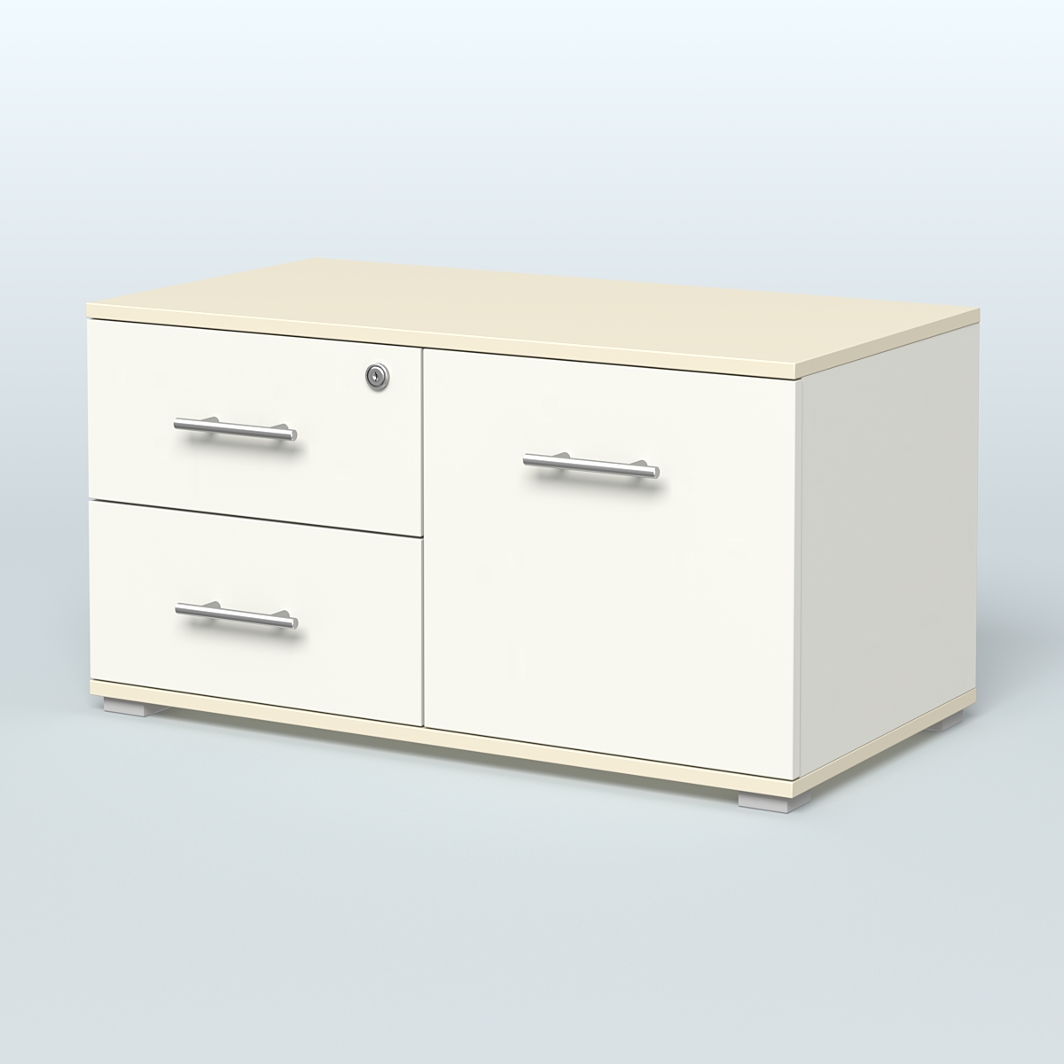 Тумба Динен №1 приставная широкая Белый + Крем Вайс