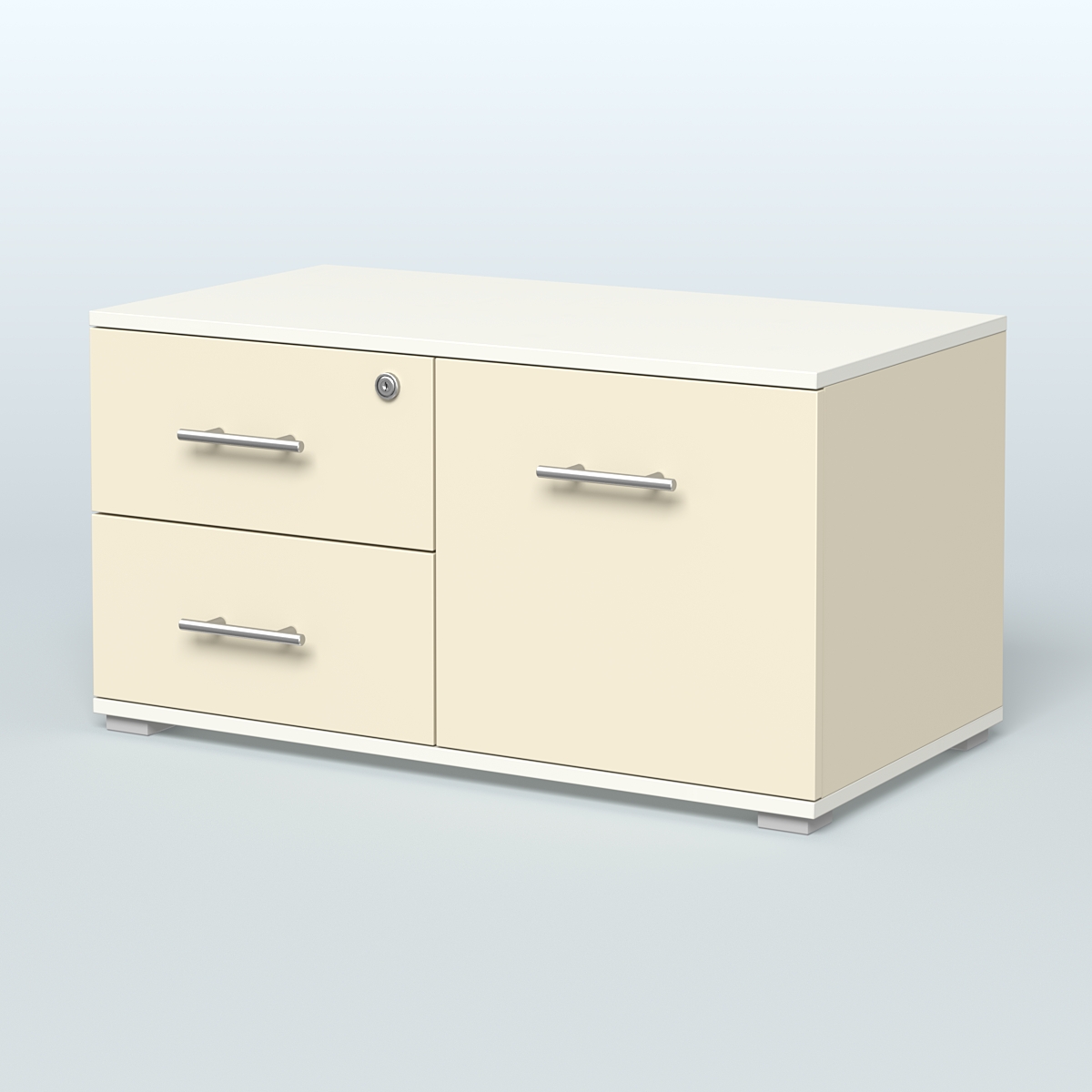 Тумба Динен №1 приставная широкая Крем Вайс + Белый