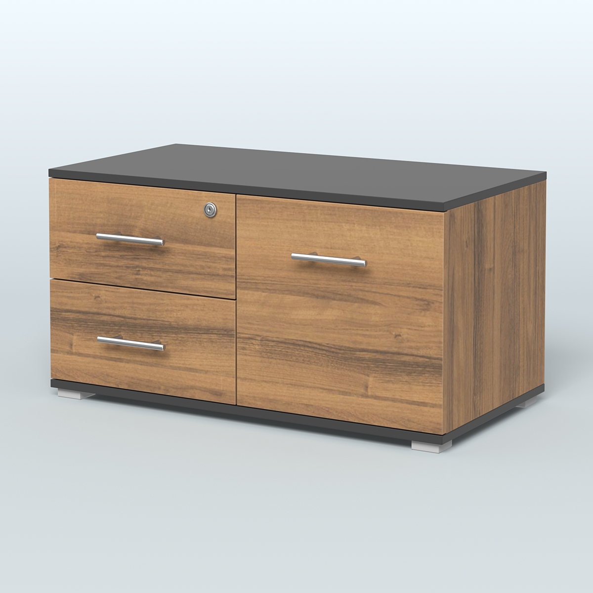 Тумба Динен №1 приставная широкая Орех + Черный