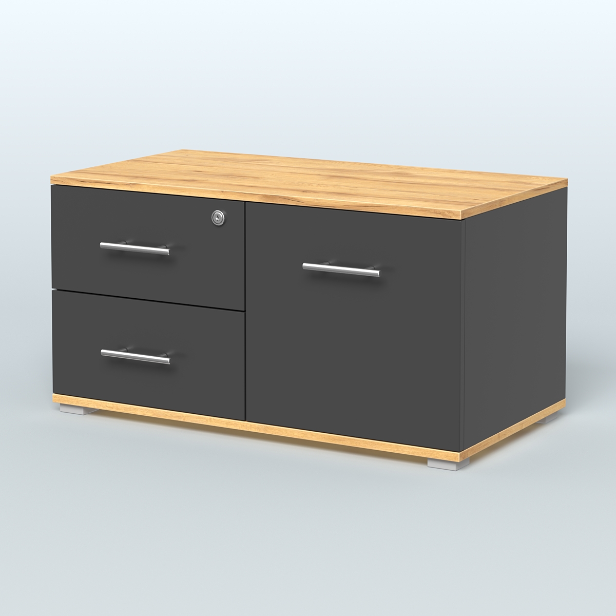 Тумба Динен №1 приставная широкая Черный и Дуб Золотистый U1148