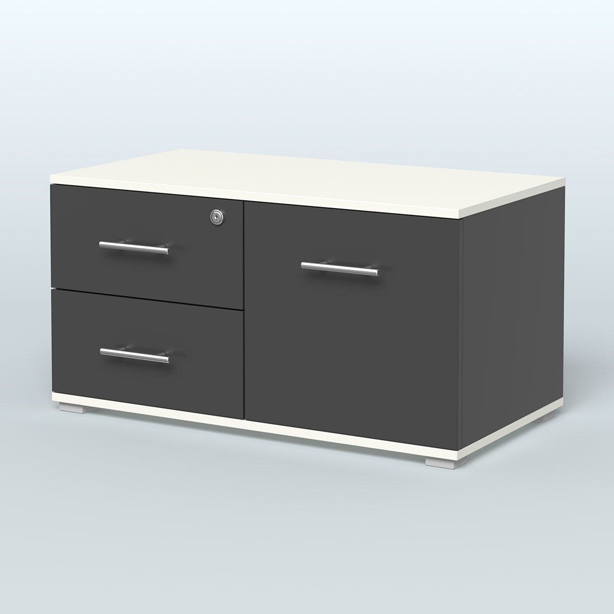 Тумба Динен №1 приставная широкая Черный + Белый