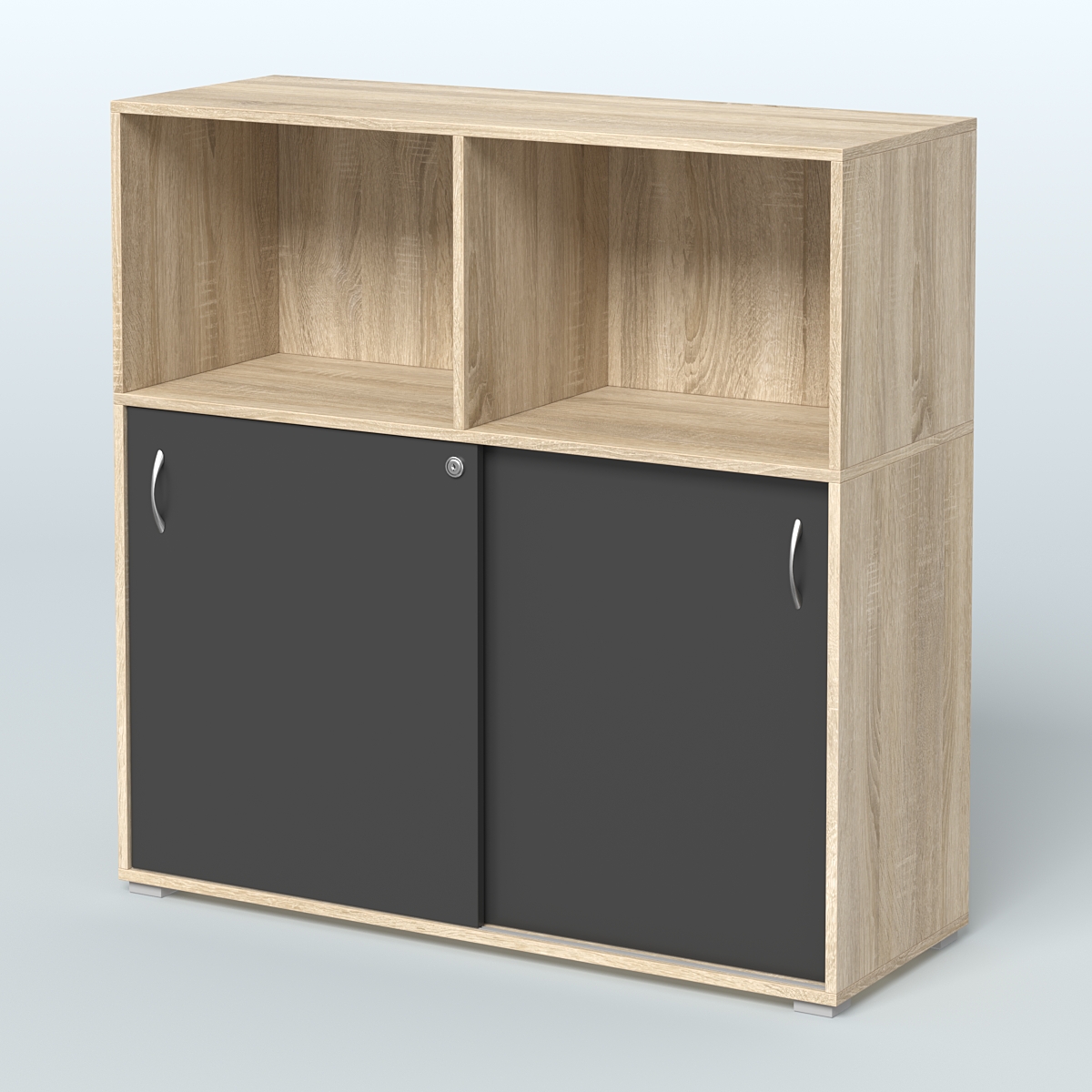 Шкаф-купе приставной/опорный, цвет дуб наварра Дуб Сонома + Черный