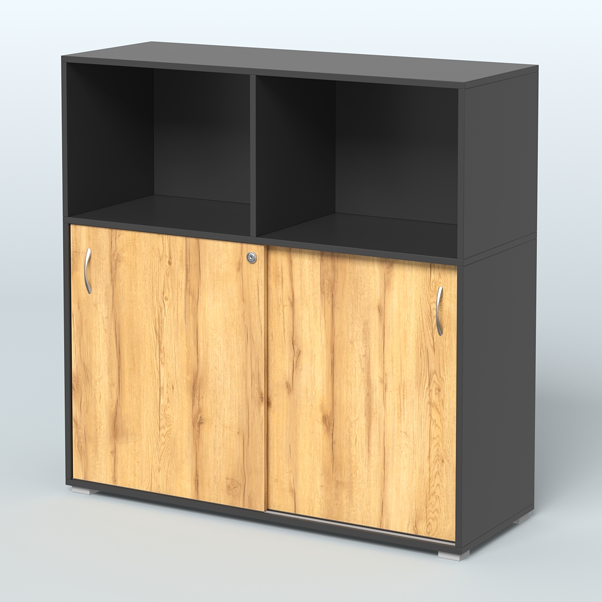 Шкаф-купе приставной/опорный, цвет дуб наварра Черный и Дуб Золотистый U1148