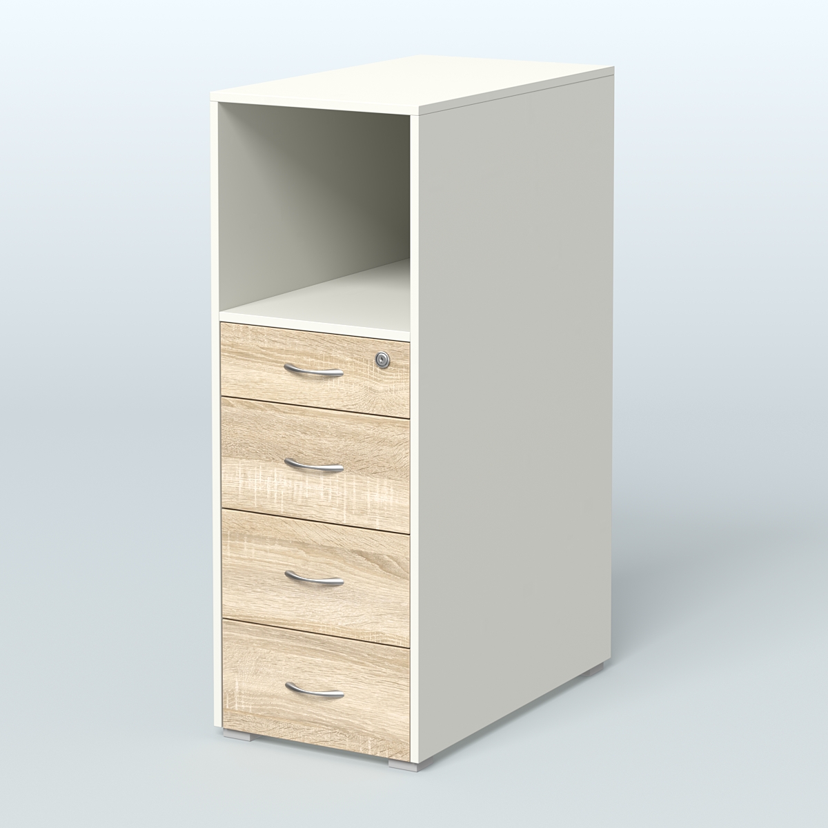 Тумба высокая Стандарт Белый + Дуб Сонома