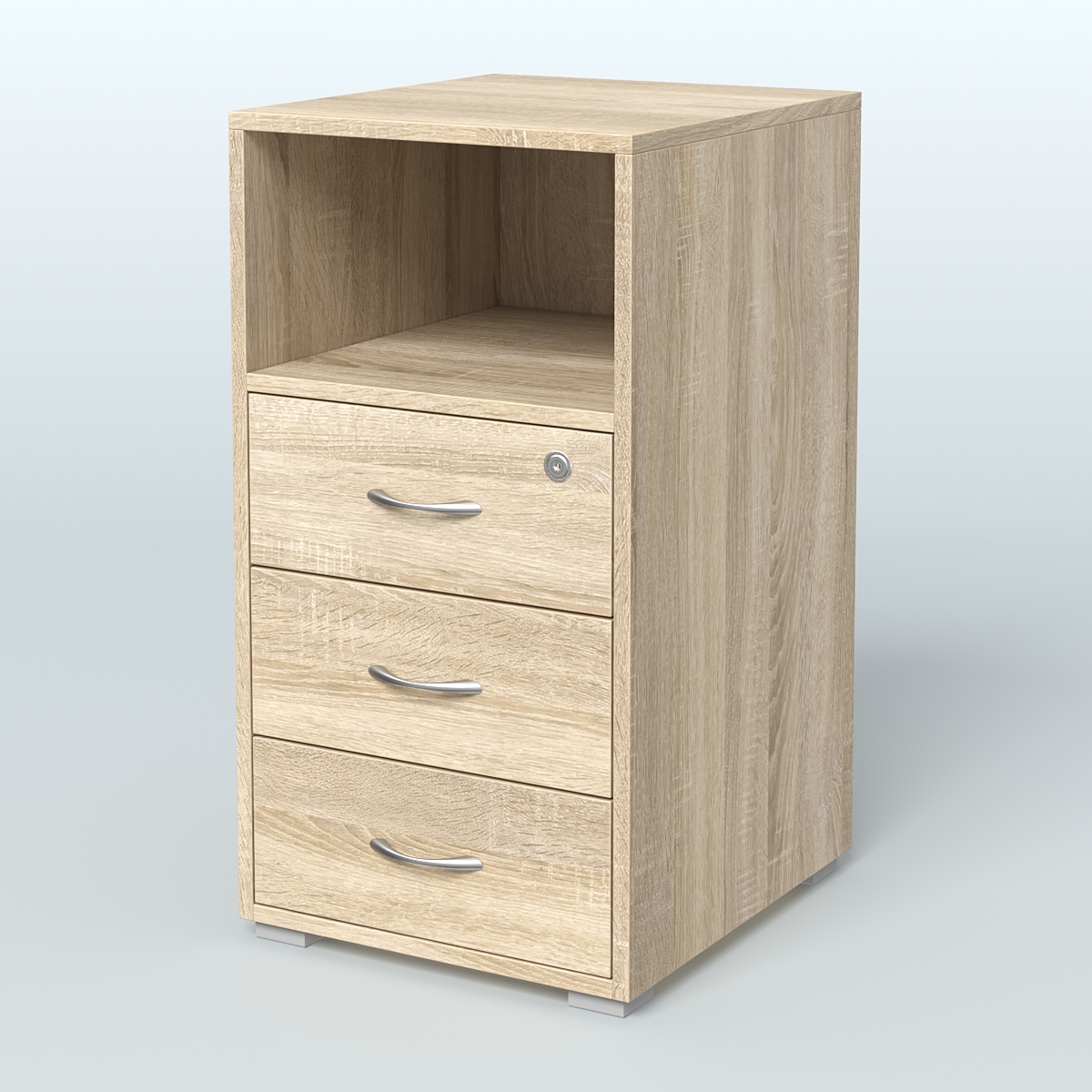 Тумба приставная 3 ящика с нишей Дуб Сонома