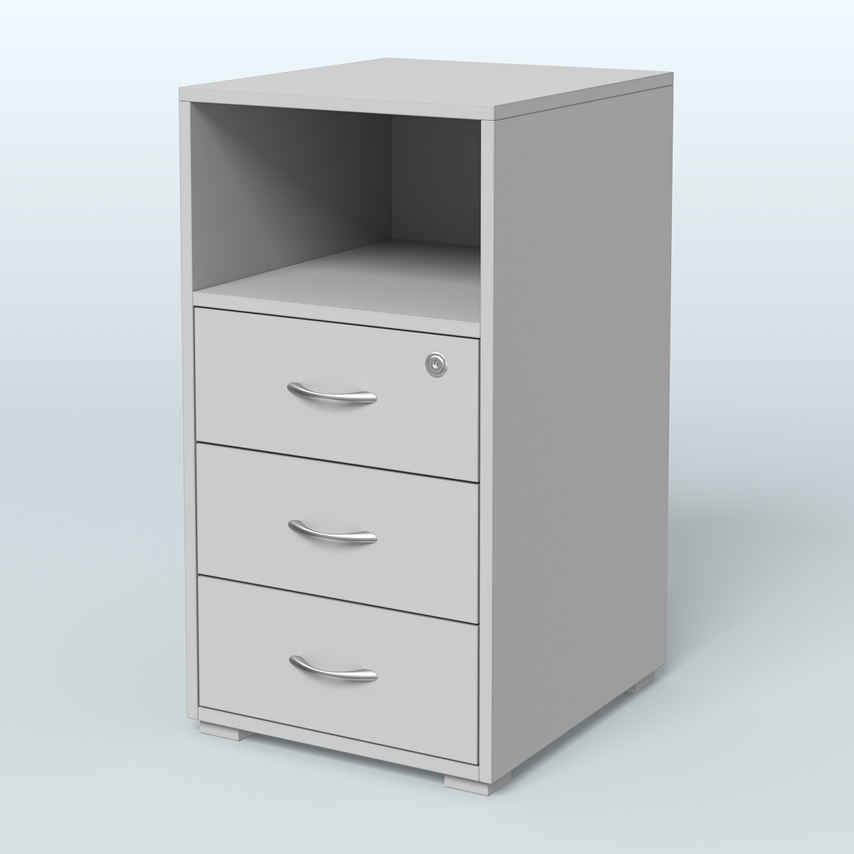 Тумба приставная 3 ящика с нишей Серый