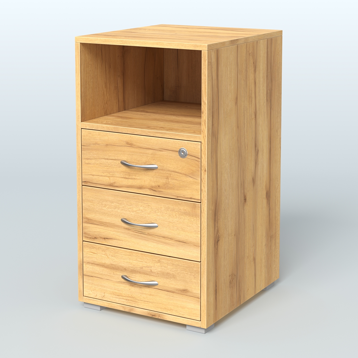 Тумба приставная 3 ящика с нишей Дуб Золотистый