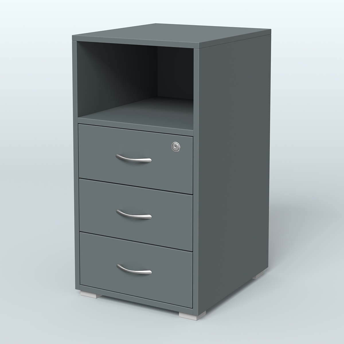 Тумба приставная 3 ящика с нишей Темно-Серый