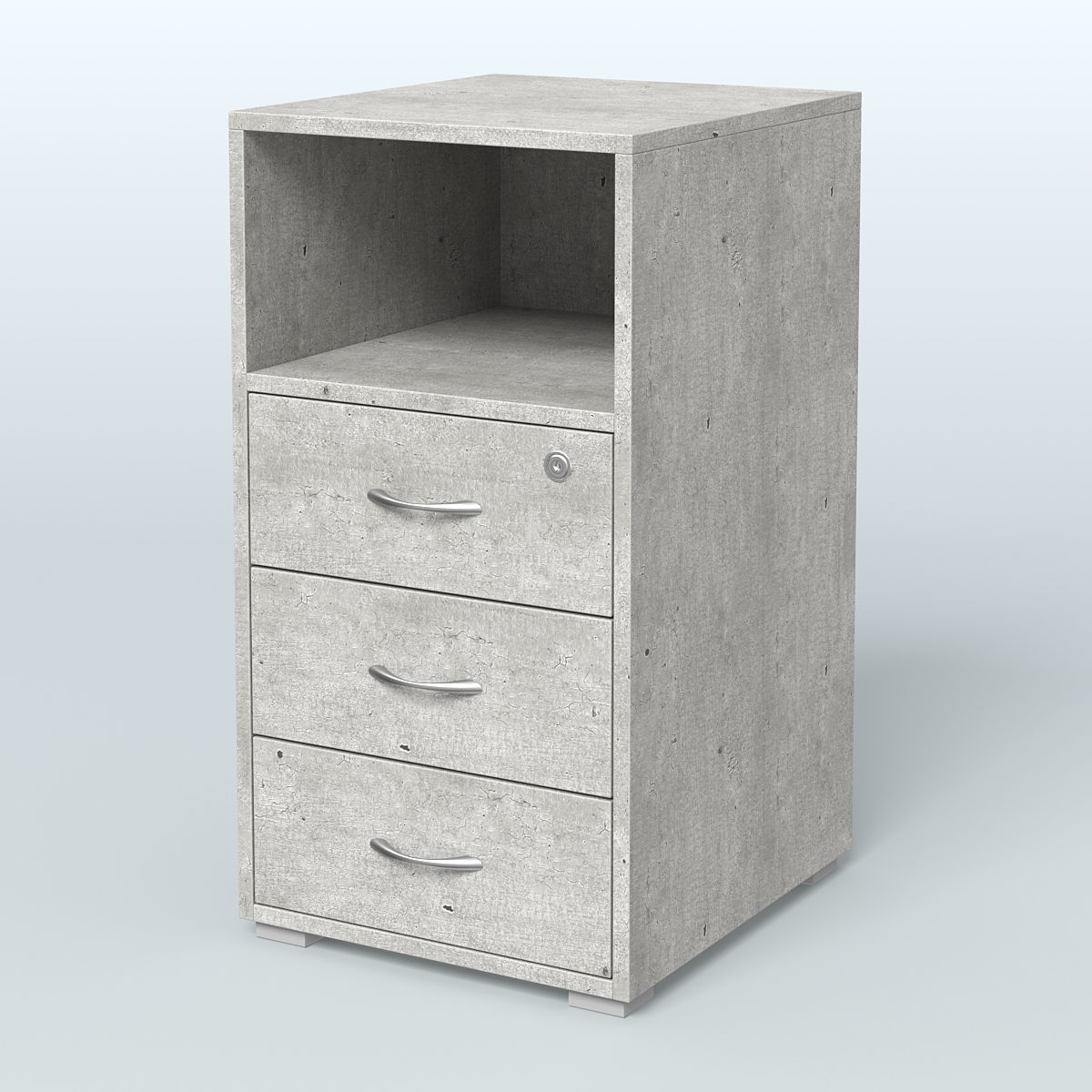 Тумба приставная 3 ящика с нишей Метрополитан Грей