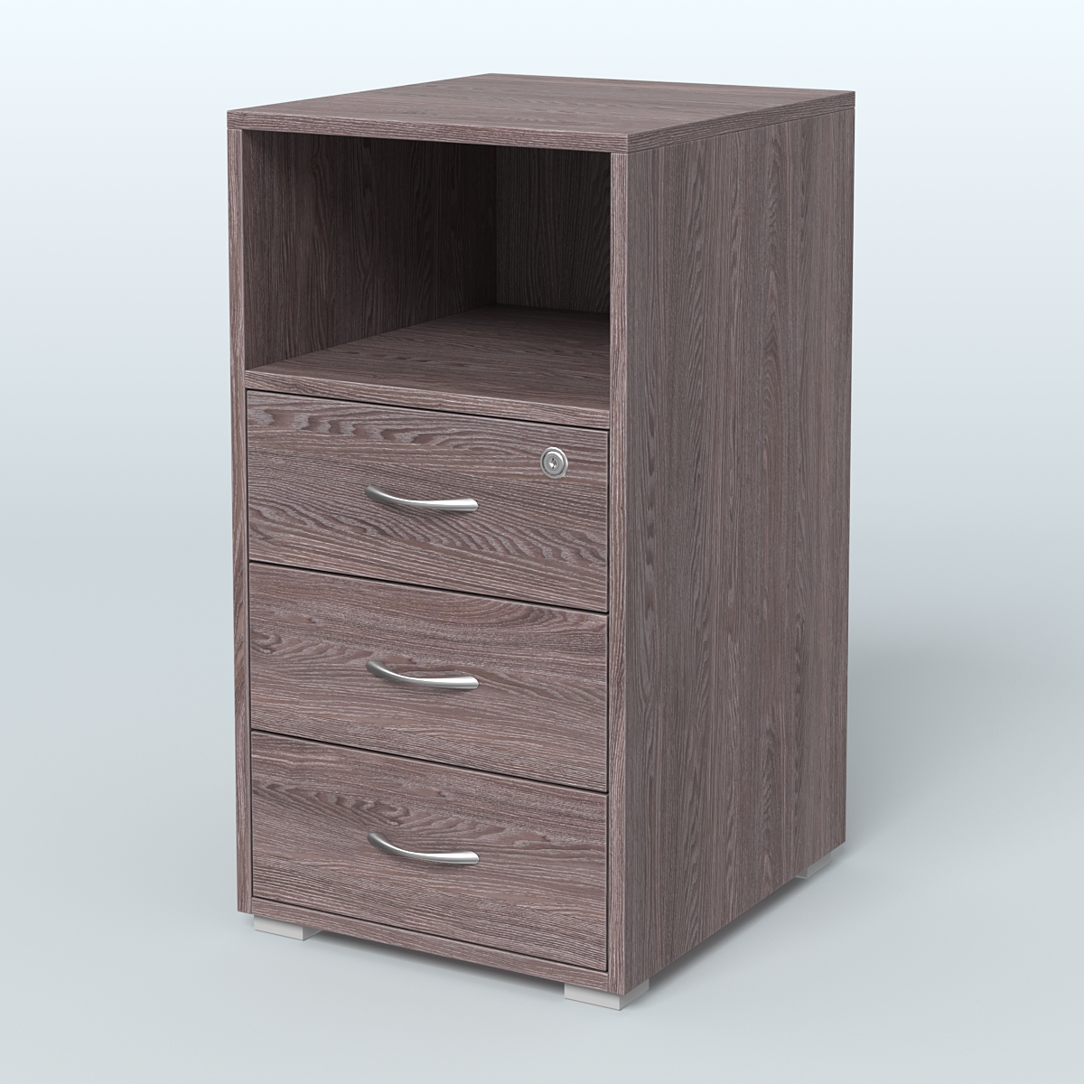 Тумба приставная 3 ящика с нишей Ясень Анкор темный