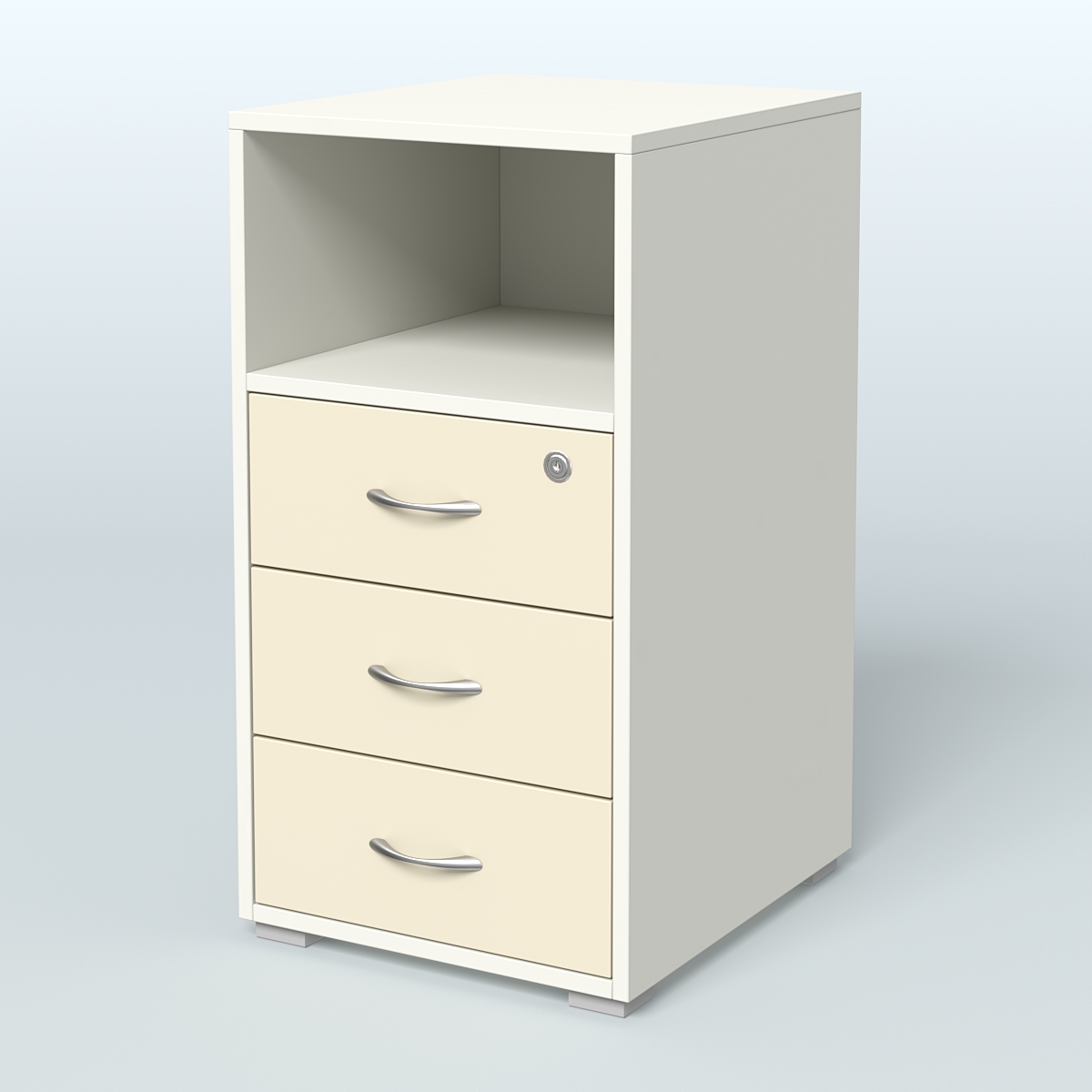 Тумба приставная 3 ящика с нишей Белый + Крем Вайс