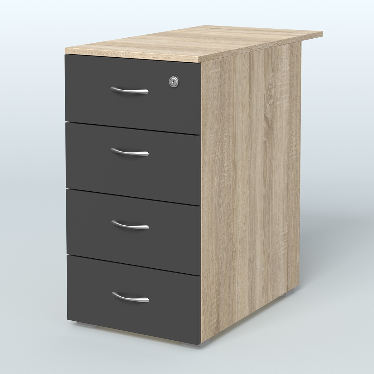 Тумба приставная Прайм, цвет белый Дуб Сонома + Черный