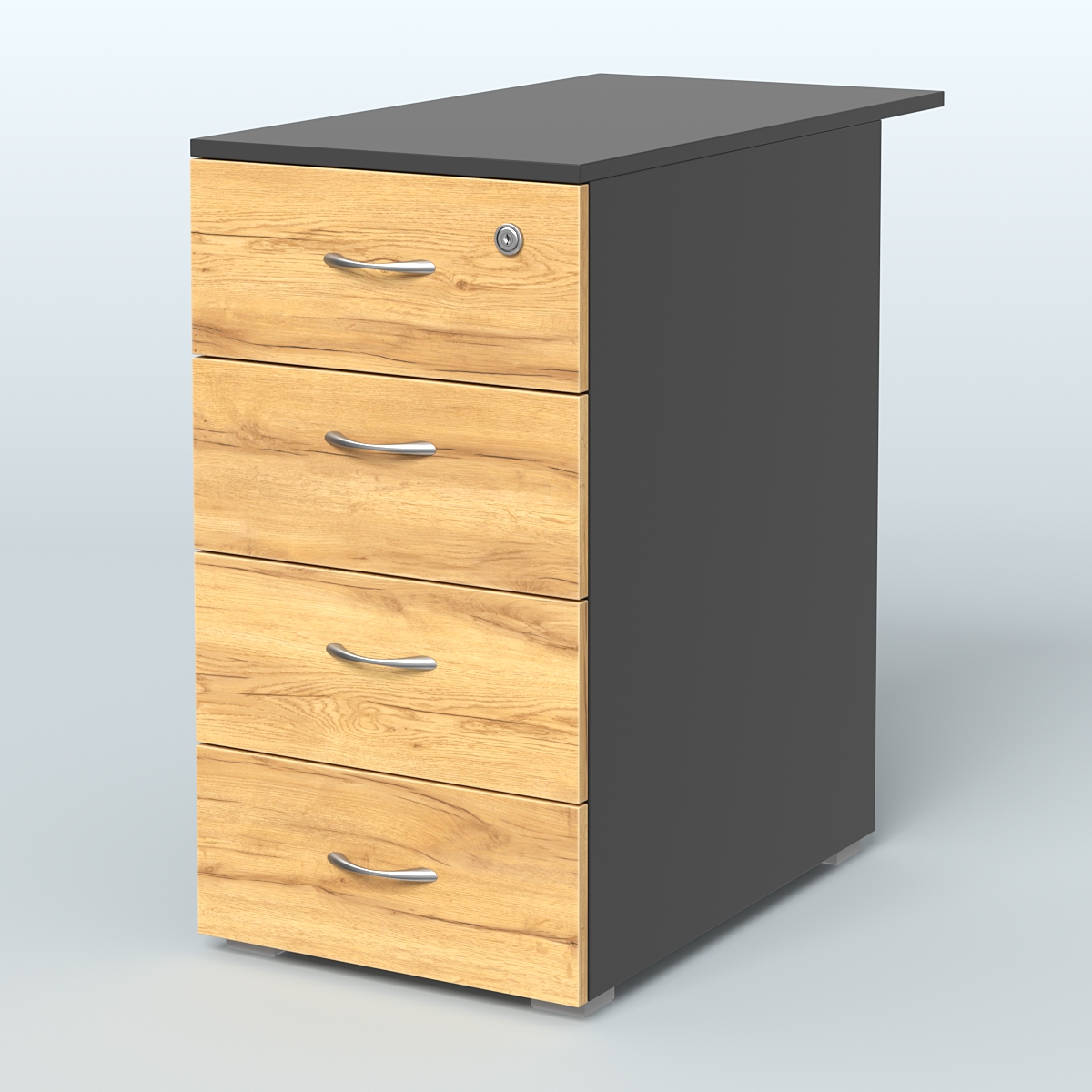 Тумба приставная Прайм, цвет белый Черный и Дуб Золотистый U1148