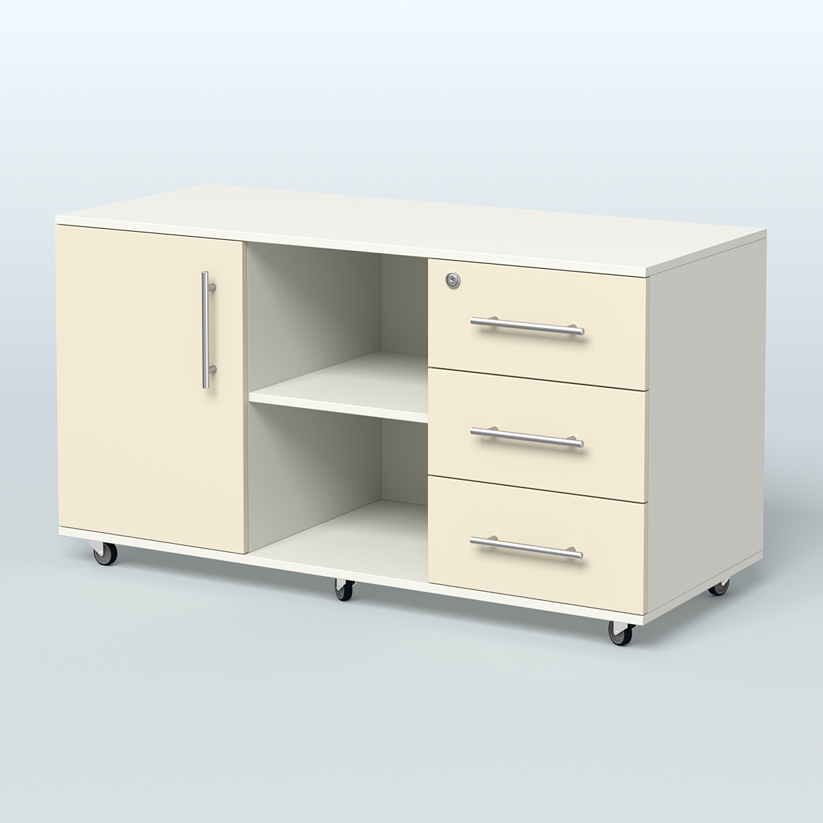 Приставка подкатная Лонди, цвет дуб шамони светлый Белый + Крем Вайс