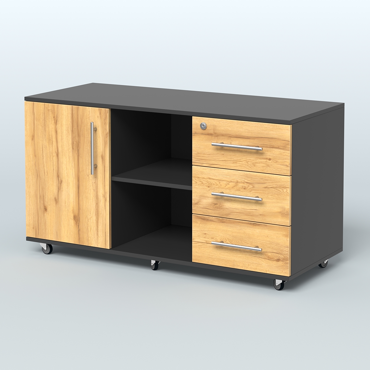 Приставка подкатная Лонди, цвет дуб шамони светлый Черный и Дуб Золотистый U1148