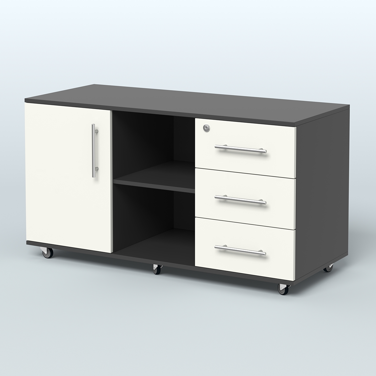 Приставка подкатная Лонди, цвет дуб шамони светлый Черный + Белый