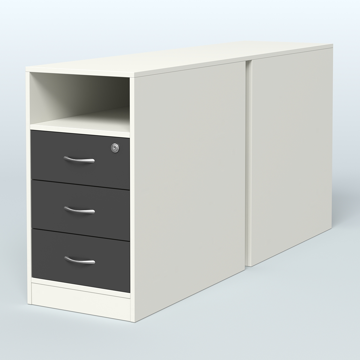 Тумба приставная/опорная двойная Белый и Черный