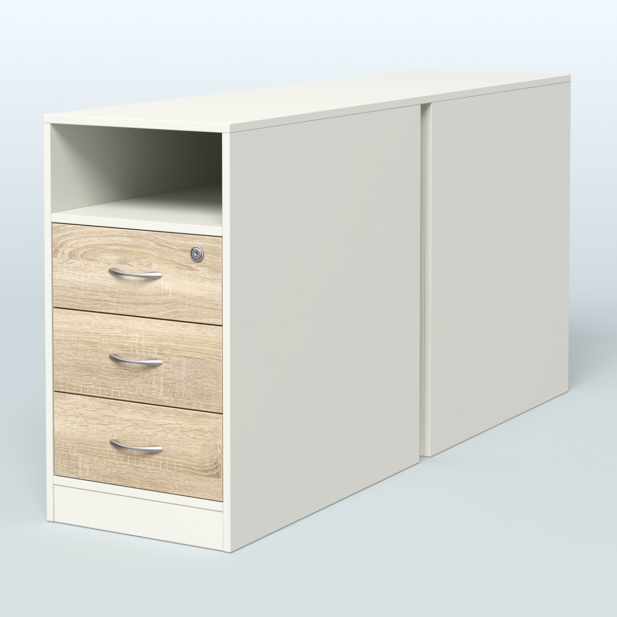 Тумба приставная/опорная двойная Белый + Дуб Сонома