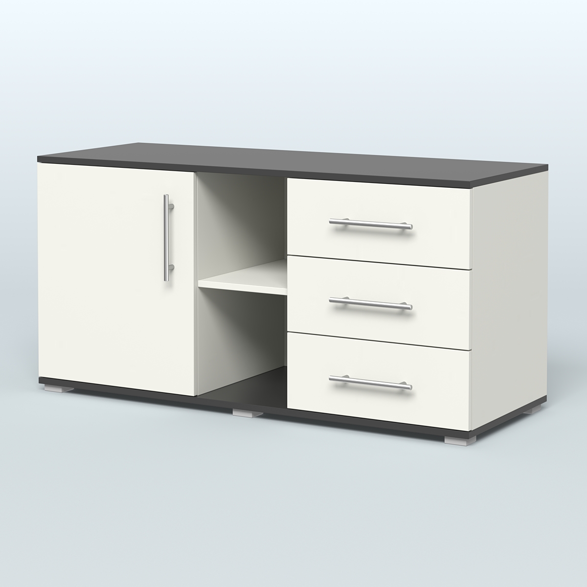 Тумба сервисная Фламинго, цвет антрацит + акация Белый и Черный