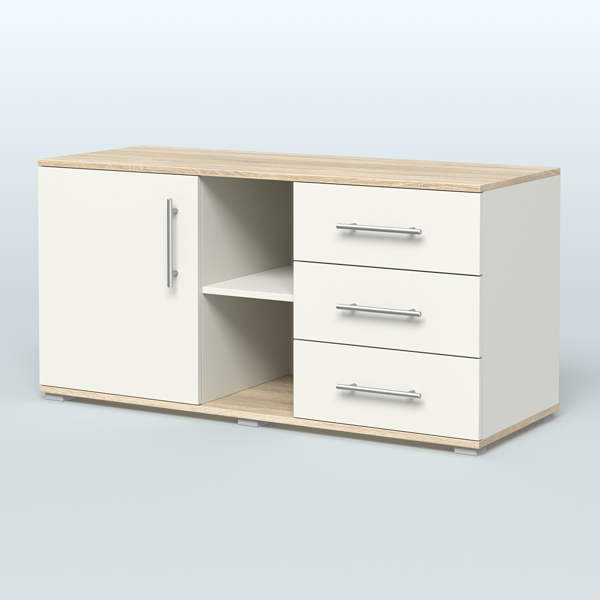 Тумба сервисная Фламинго, цвет антрацит + акация Белый + Дуб Сонома