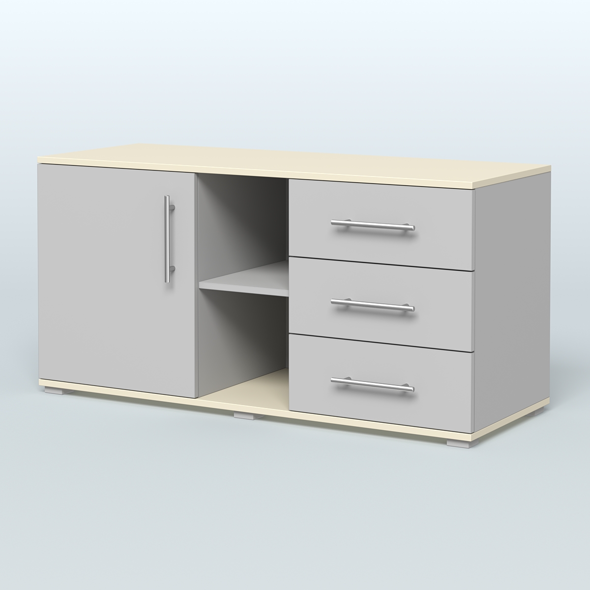 Тумба сервисная Фламинго, цвет антрацит + акация Серый + Крем Вайс