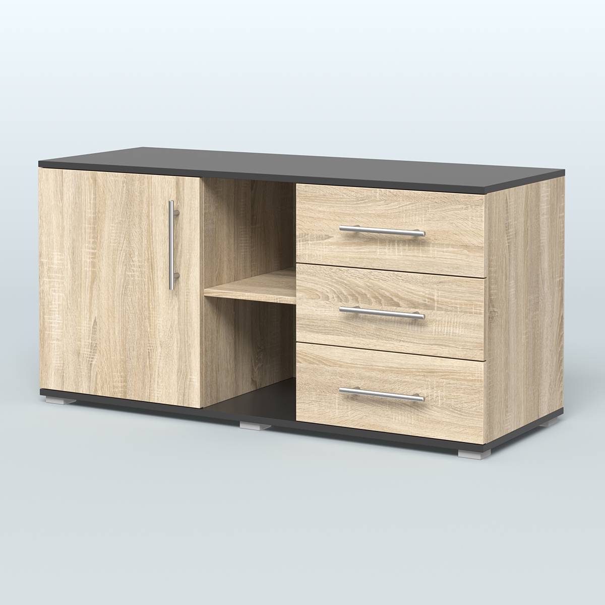 Тумба сервисная Фламинго, цвет антрацит + акация Дуб Сонома + Черный