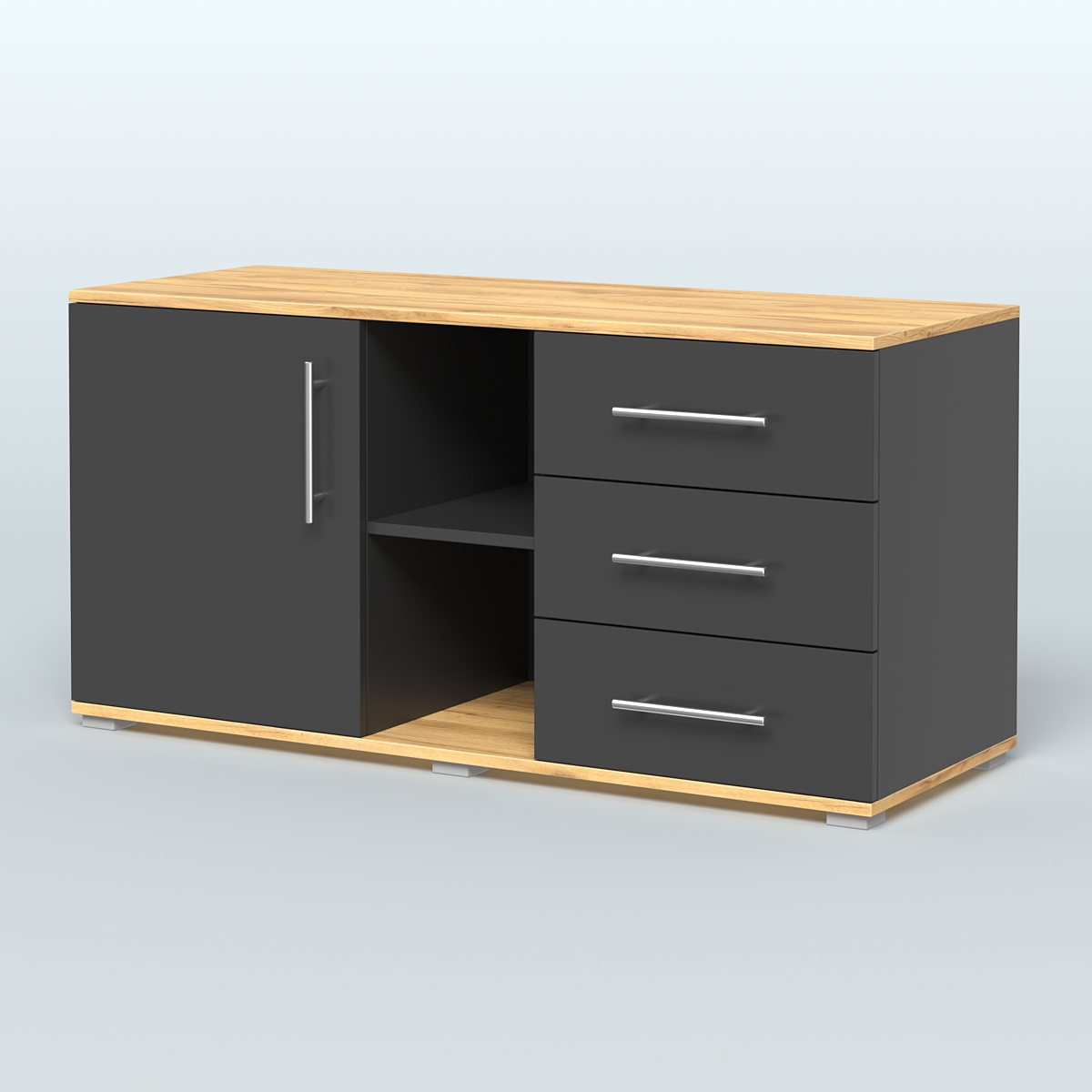 Тумба сервисная Фламинго, цвет антрацит + акация Черный и Дуб Золотистый U1148