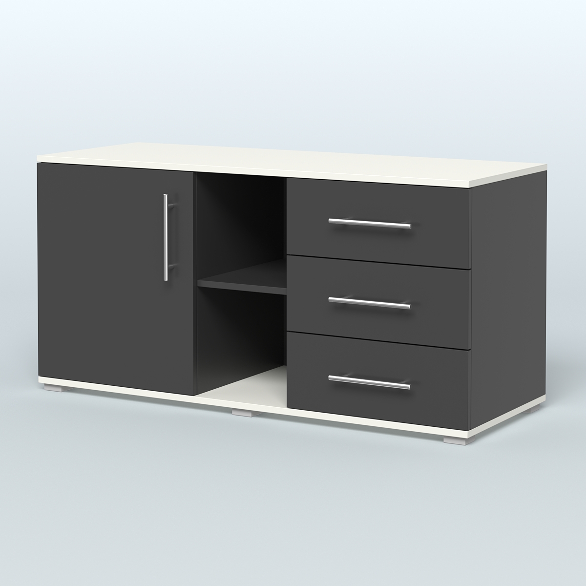 Тумба сервисная Фламинго, цвет антрацит + акация Черный + Белый