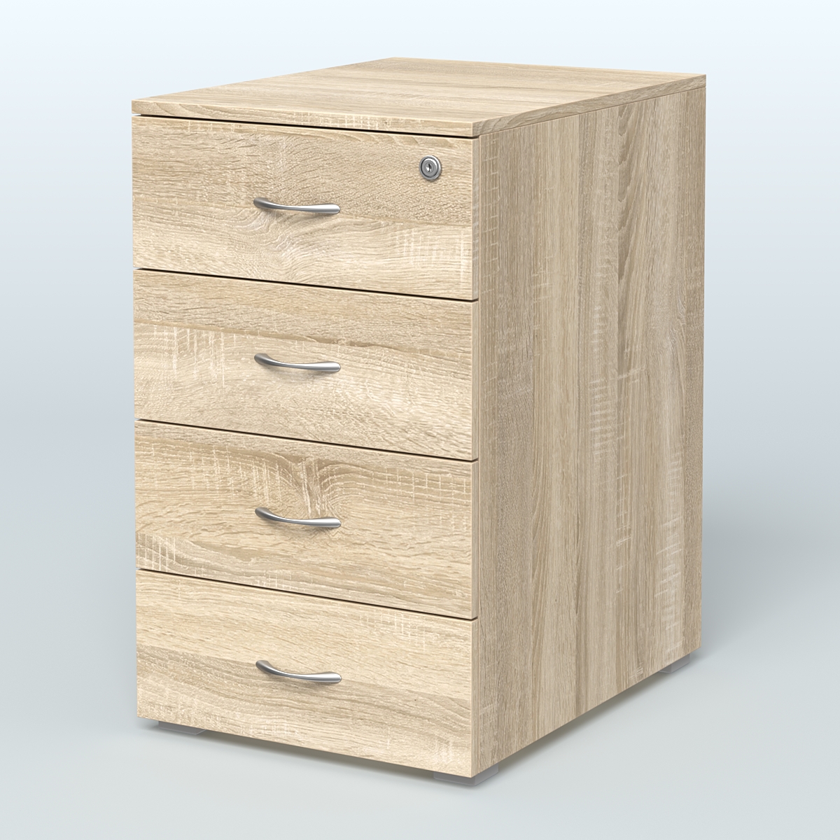 Тумба приставная для компактных столов 4 ящика с замком Тарли Дуб Сонома