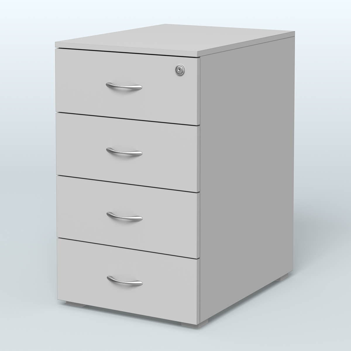 Тумба приставная для компактных столов 4 ящика с замком Тарли Серый