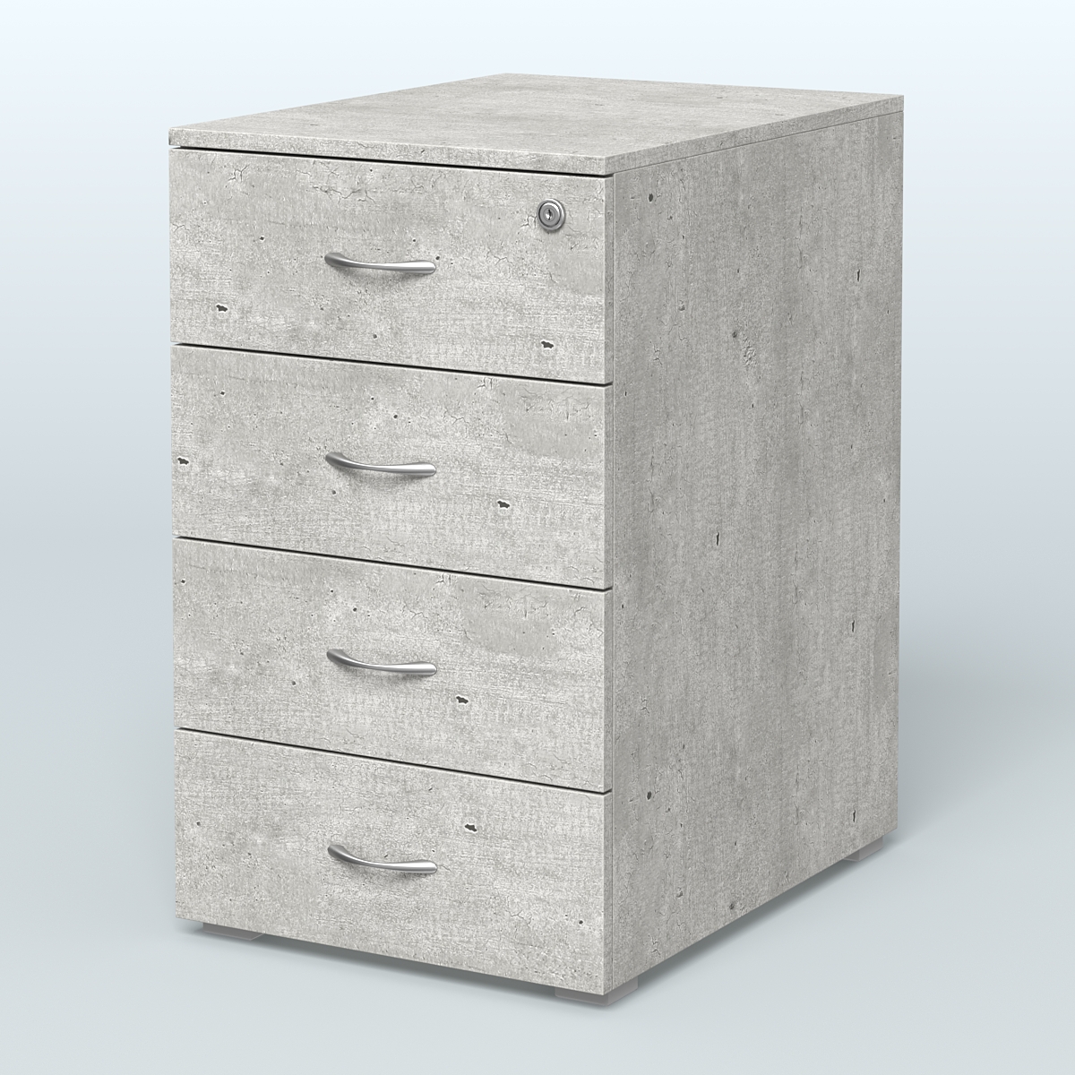 Тумба приставная для компактных столов 4 ящика с замком Тарли Метрополитан Грей