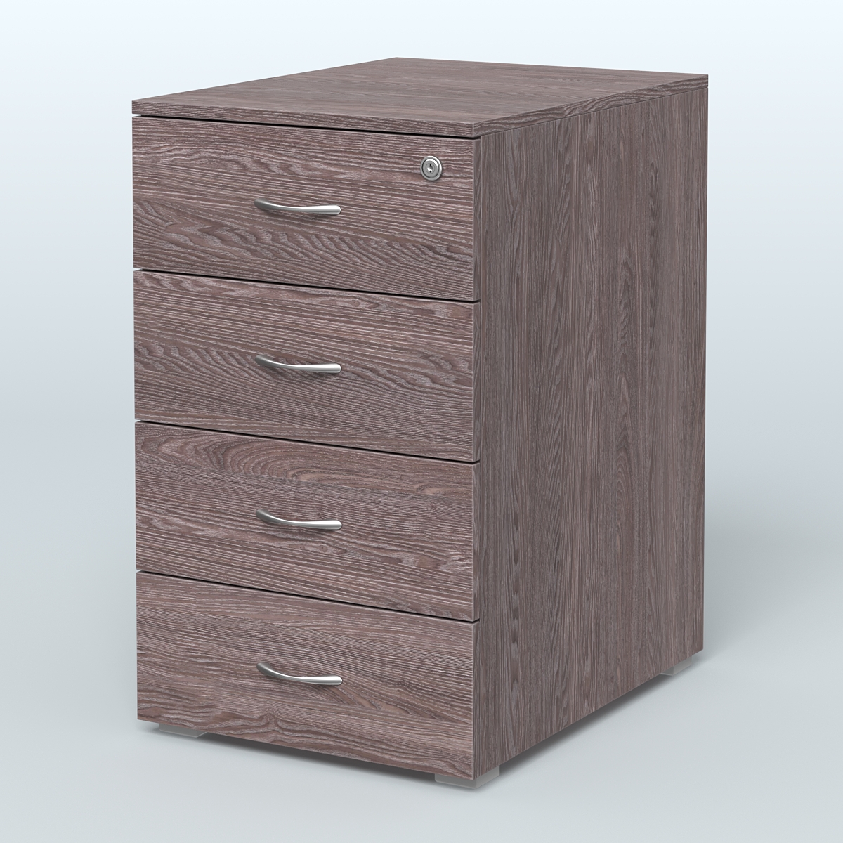 Тумба приставная для компактных столов 4 ящика с замком Тарли Ясень Анкор темный