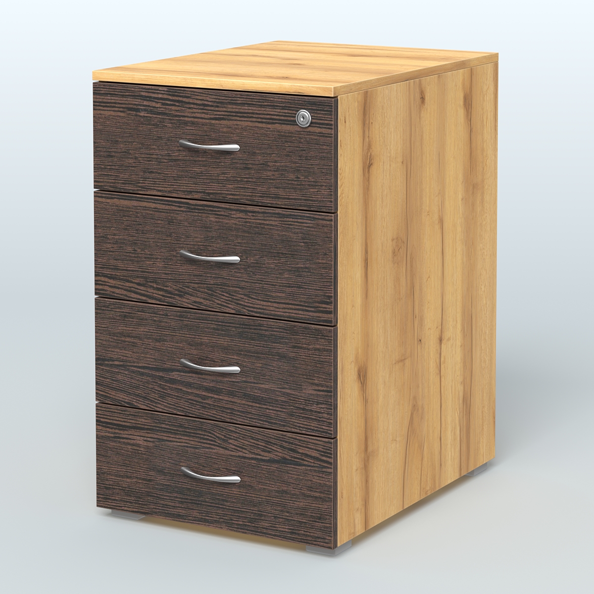 Тумба приставная для компактных столов 4 ящика с замком Тарли Дуб Золотистый + Дуб Венге