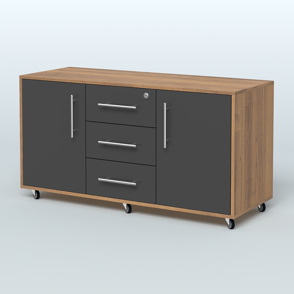 Тумба приставная Брента, цвет белый Орех + Черный