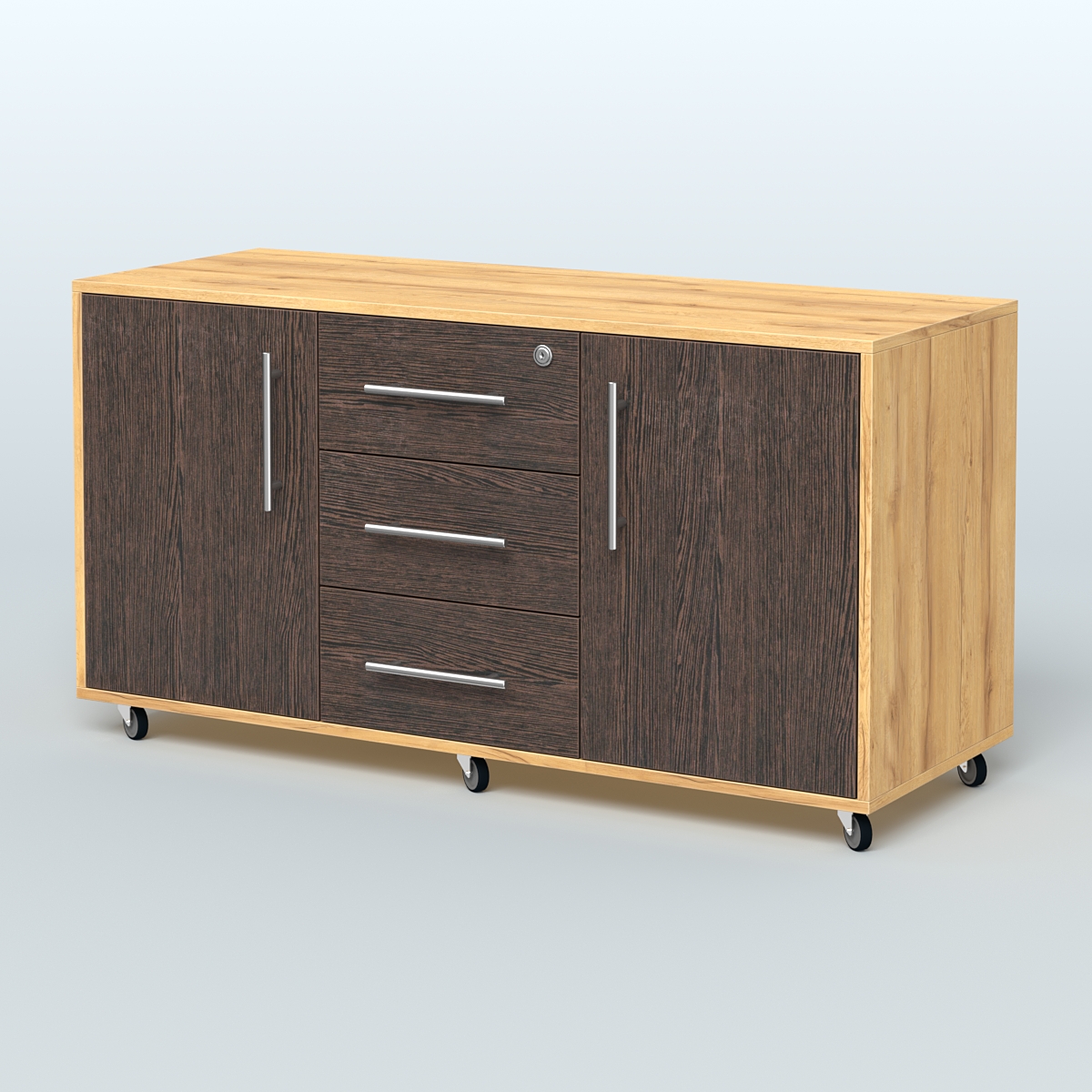 Тумба приставная Брента, цвет белый Дуб Золотистый + Дуб Венге