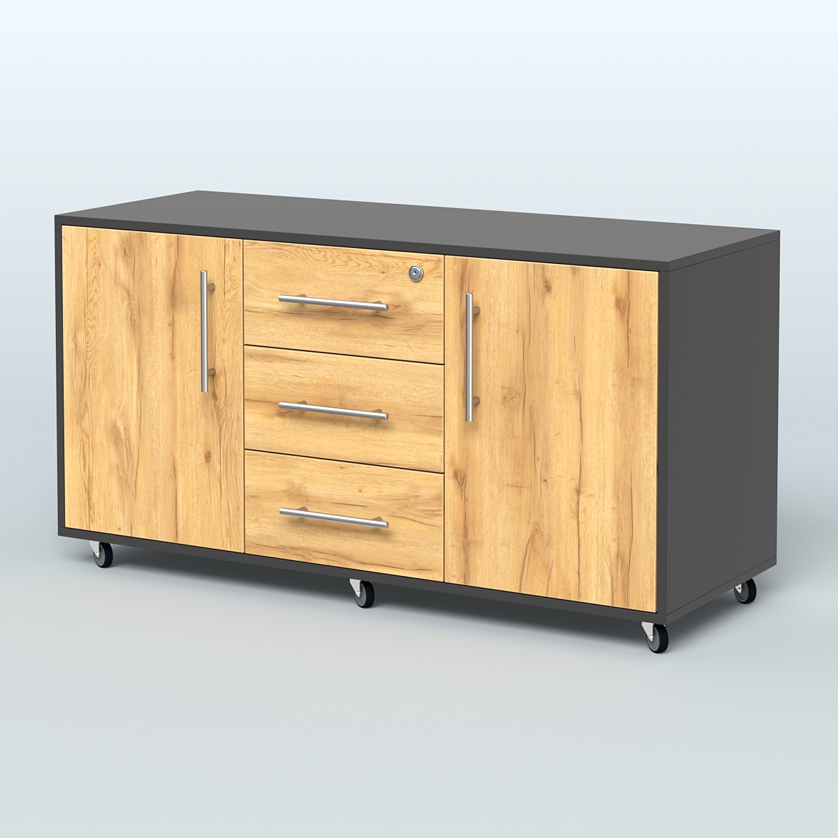 Тумба приставная Брента, цвет белый Черный и Дуб Золотистый U1148