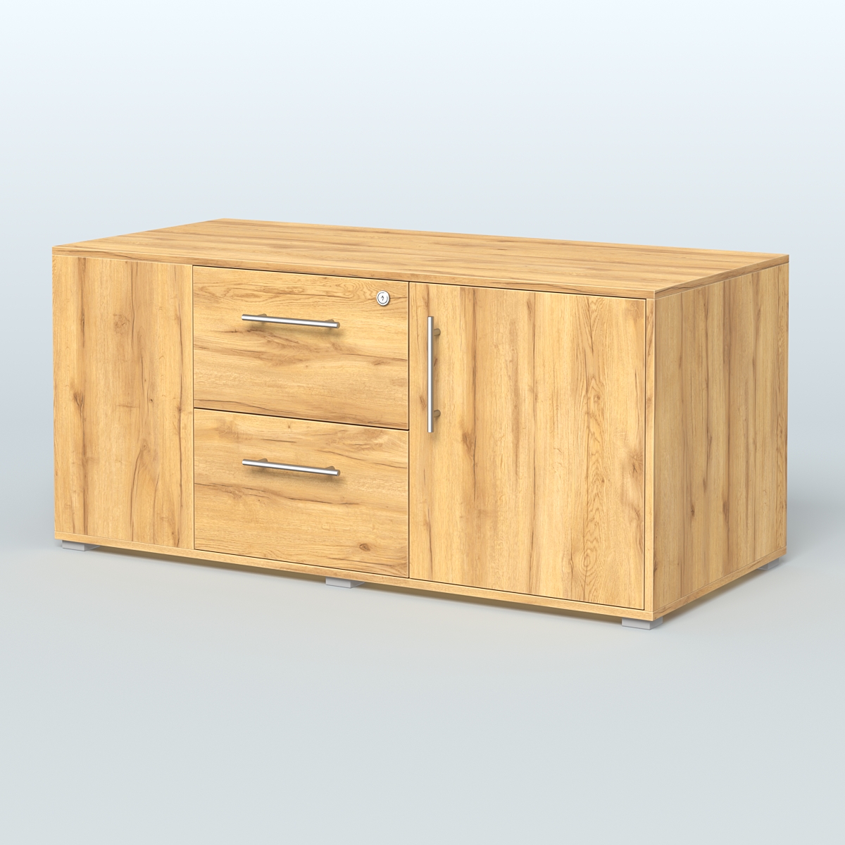 Тумба двусторонняя с отсеком и двумя открытыми полками Платинум Персонал Дуб Золотистый