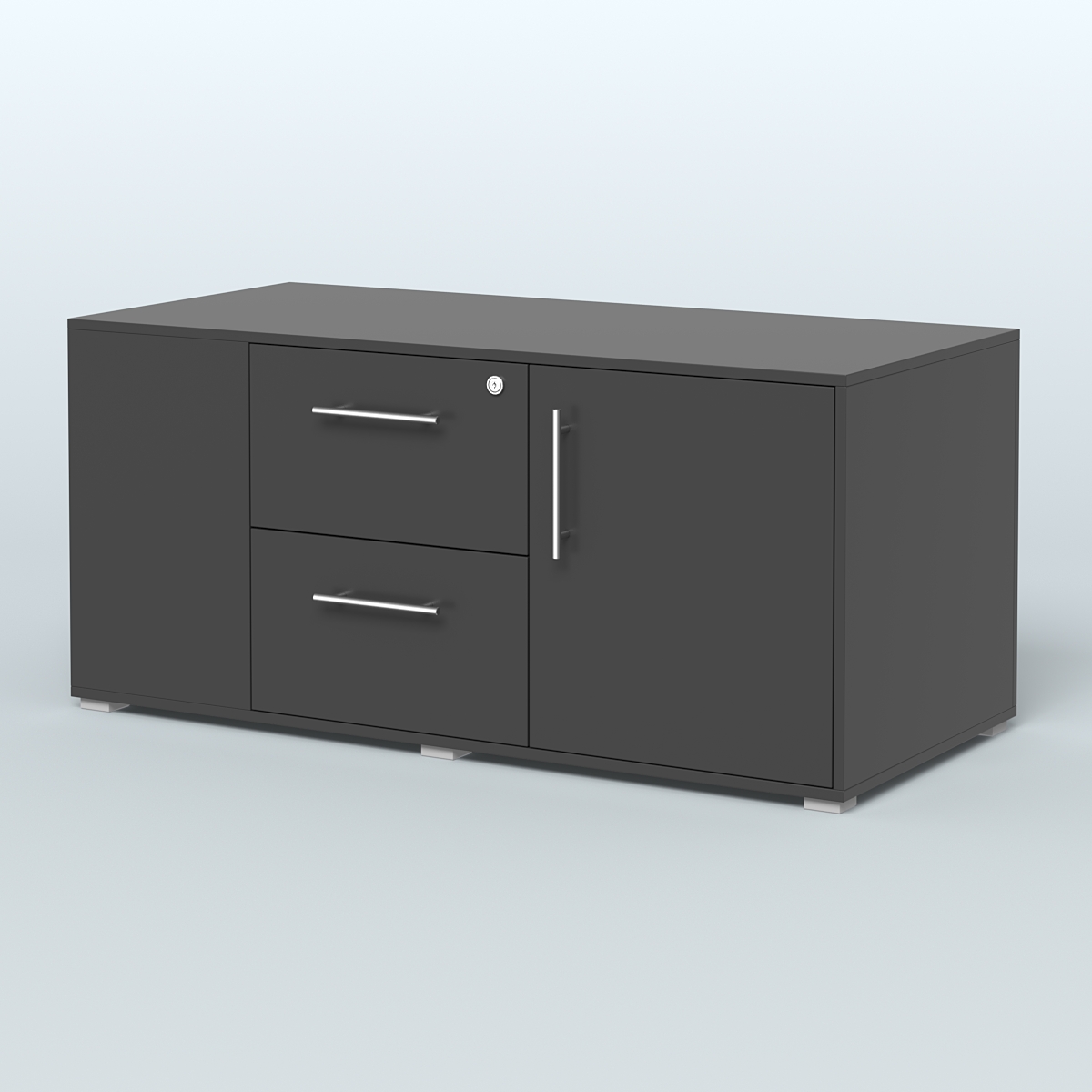 Тумба двусторонняя с отсеком и двумя открытыми полками Платинум Персонал Черный