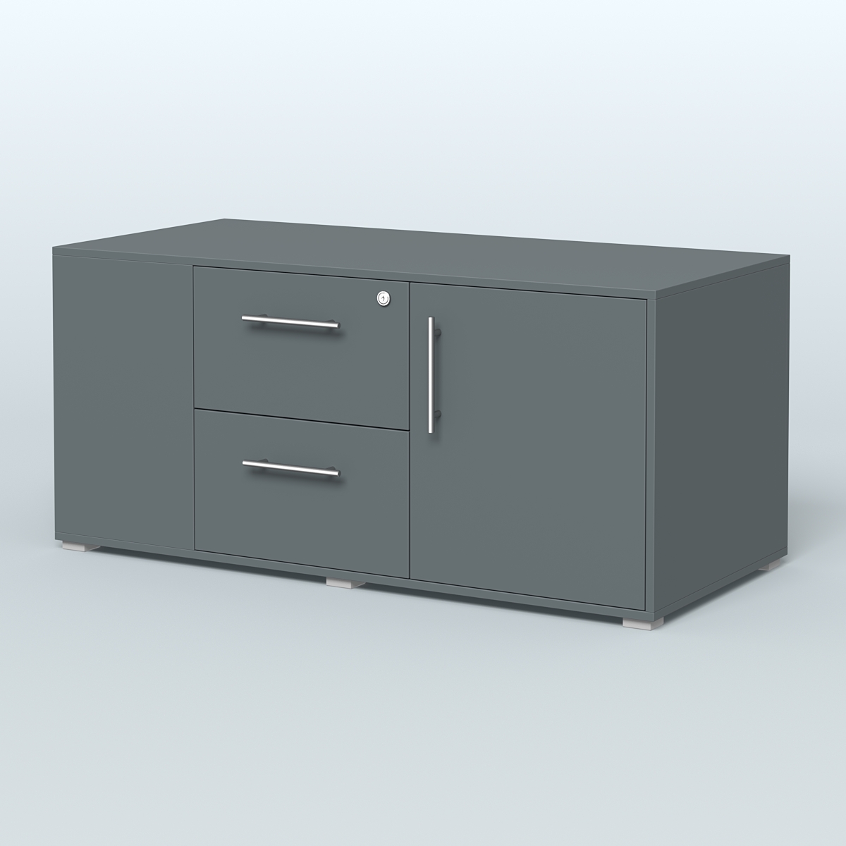 Тумба двусторонняя с отсеком и двумя открытыми полками Платинум Персонал Темно-Серый