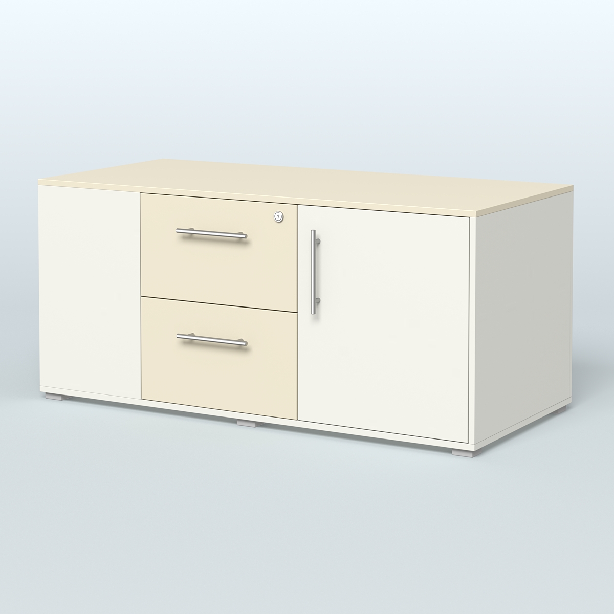 Тумба двусторонняя с отсеком и двумя открытыми полками Платинум Персонал Белый + Крем Вайс