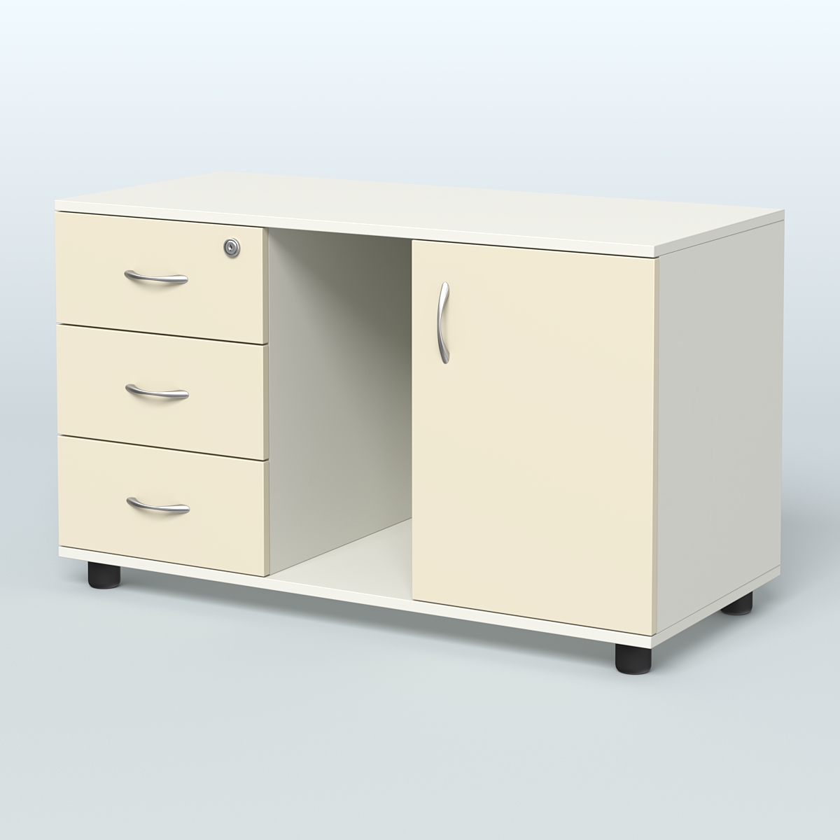 Тумба сервисная левая (на опорах) Камелот Белый + Крем Вайс