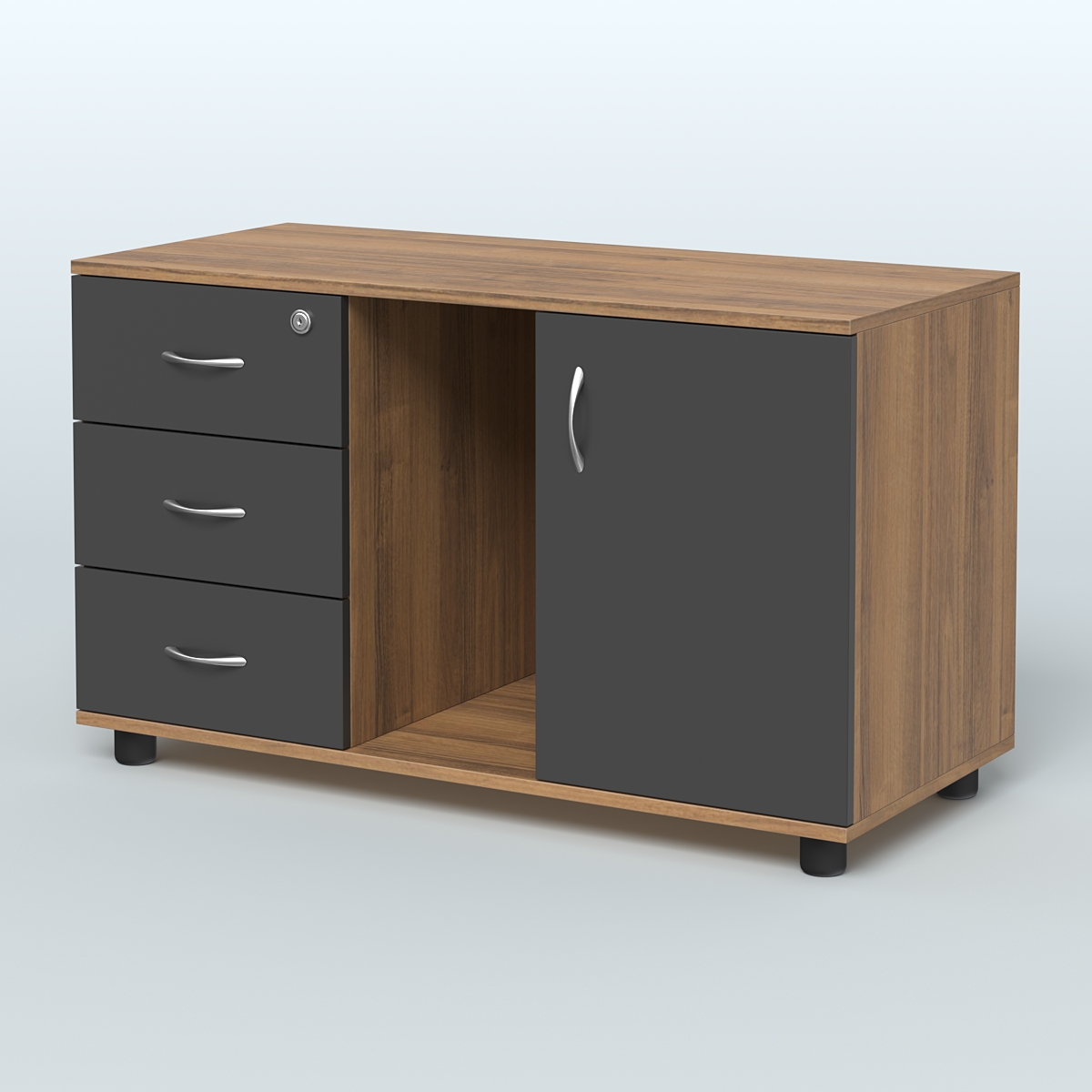 Тумба сервисная левая (на опорах) Камелот Орех + Черный