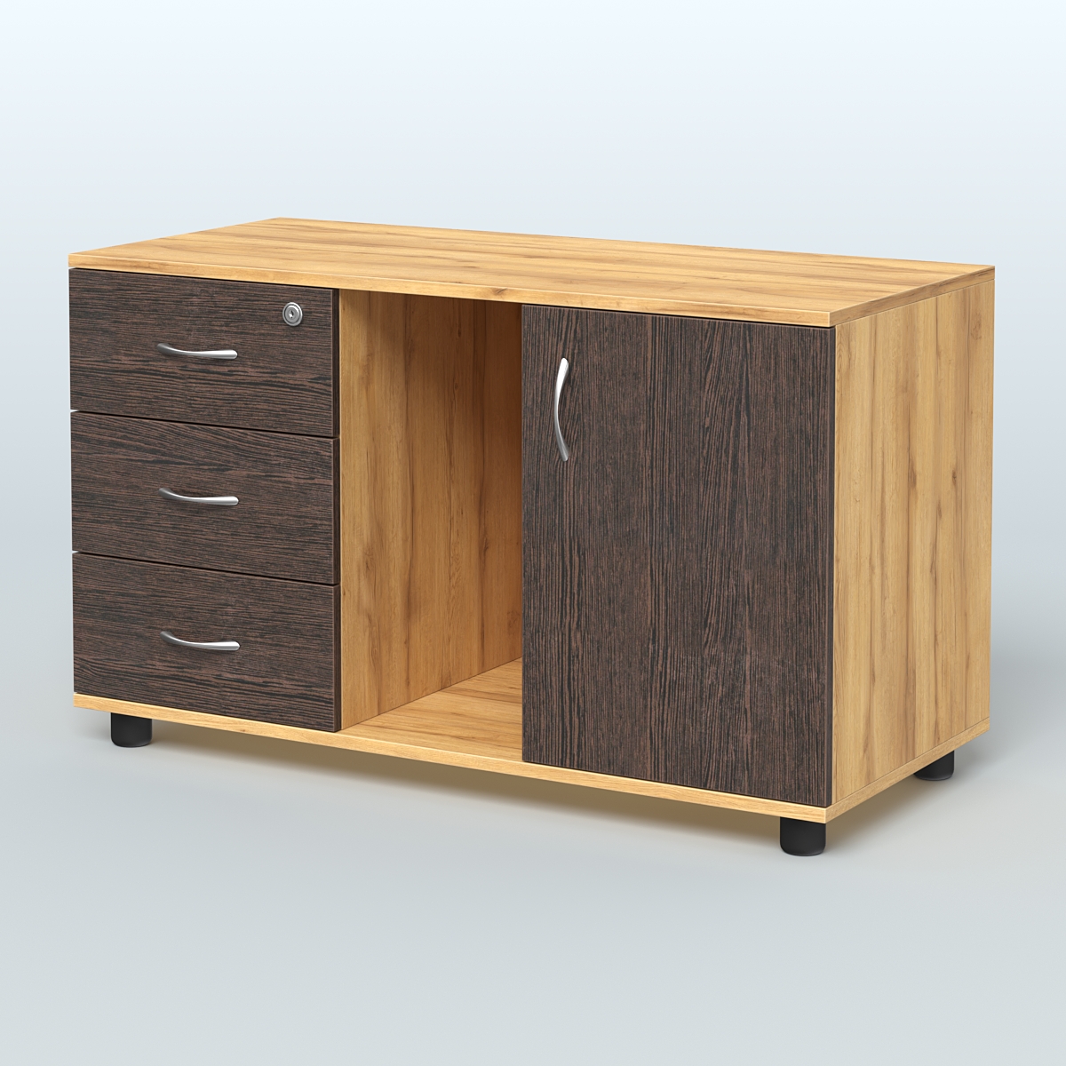 Тумба сервисная левая (на опорах) Камелот Дуб Золотистый + Дуб Венге