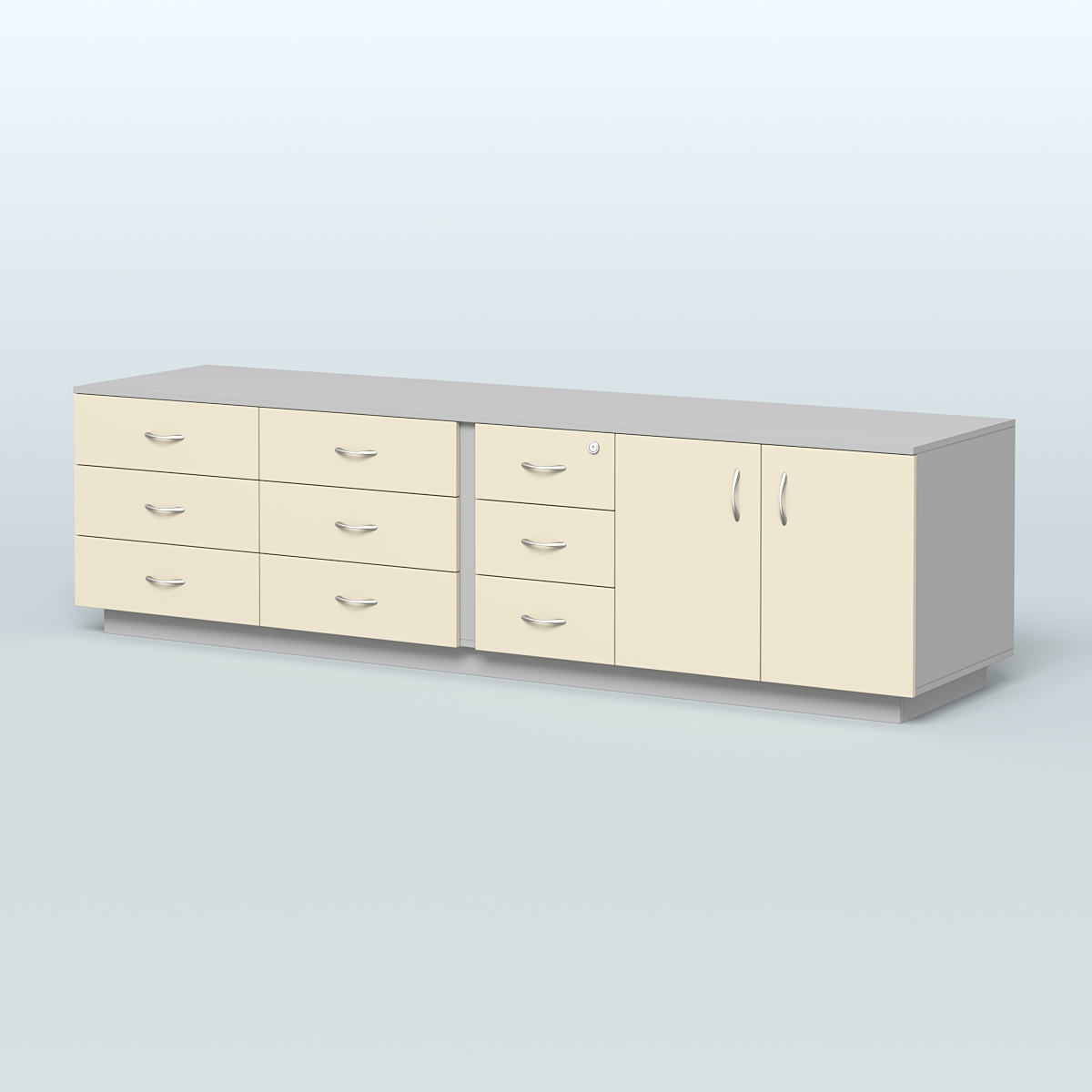 Тумба Феникс опорная приставная левая Серый + Крем Вайс